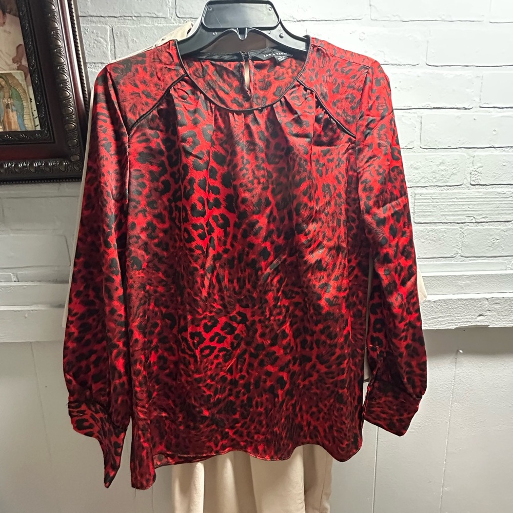 Red Leopard Print Women's Top